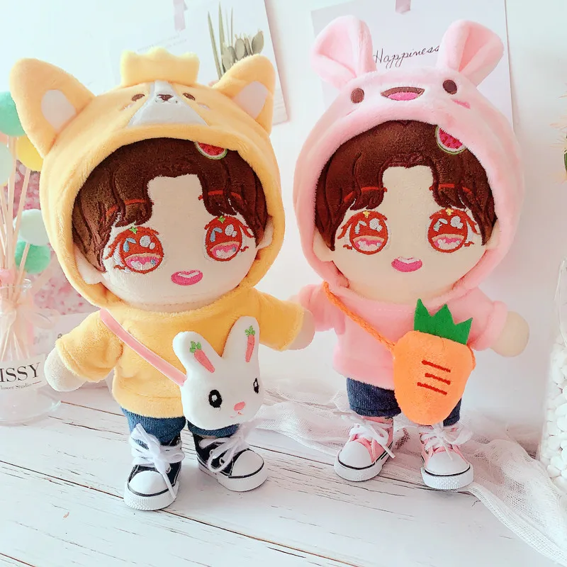

20cm Mini Plush Doll Clothes Outfit Accessories for Korea Kpop Exo Idol Dolls Cute Hoodies Clothing Fans Gifts DIY Collection