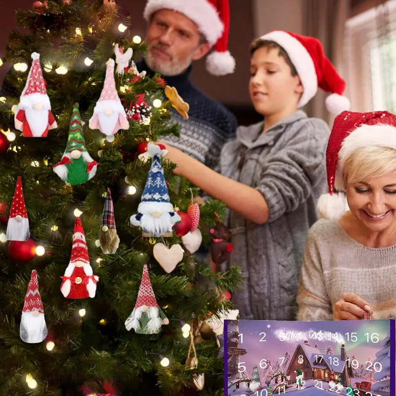 Рождественская кукла-гном, Адвент-календарь, аниме-персонаж, календарь обратного отсчета, портативный 24-разный персонаж, подарок для рождественской вечеринки