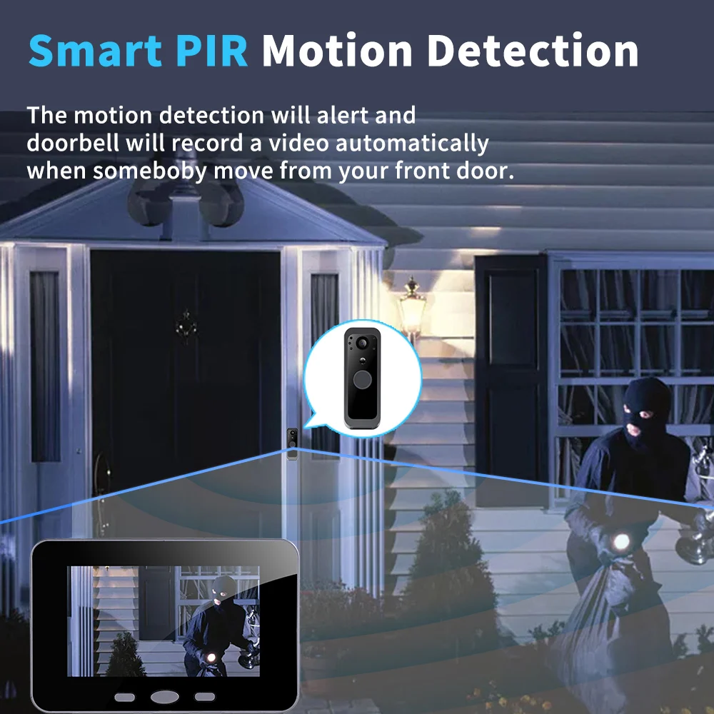 Digital Wireless Intercom Doorbell Night HD Vision 4inch Screen Waterproof Doorbell Camera Smart Home Security Video By Bell