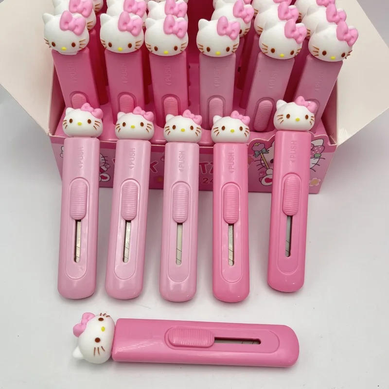 Sanrio Kawaii Stainless Steel Art Knife Cartoon Kuromi Cinnamoroll Mymelody Series Portable Student Paper Knife Handmade Knife