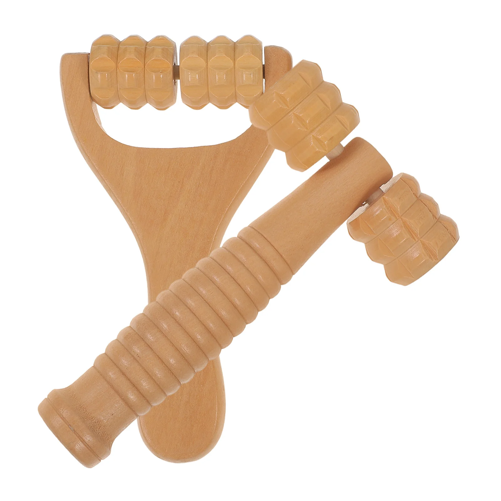 

2 шт. деревянный массажный ролик, прочный ручной массажер для ног, шеи, плеч, тела, деревянный расслабляющий инструмент, деревянный массажер, ролик для ног