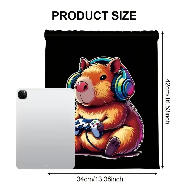 1Pcs Capybara Theme Drawstring Backpack Birthday Christmas Party Gym Sports Travel Fitness Sackpack