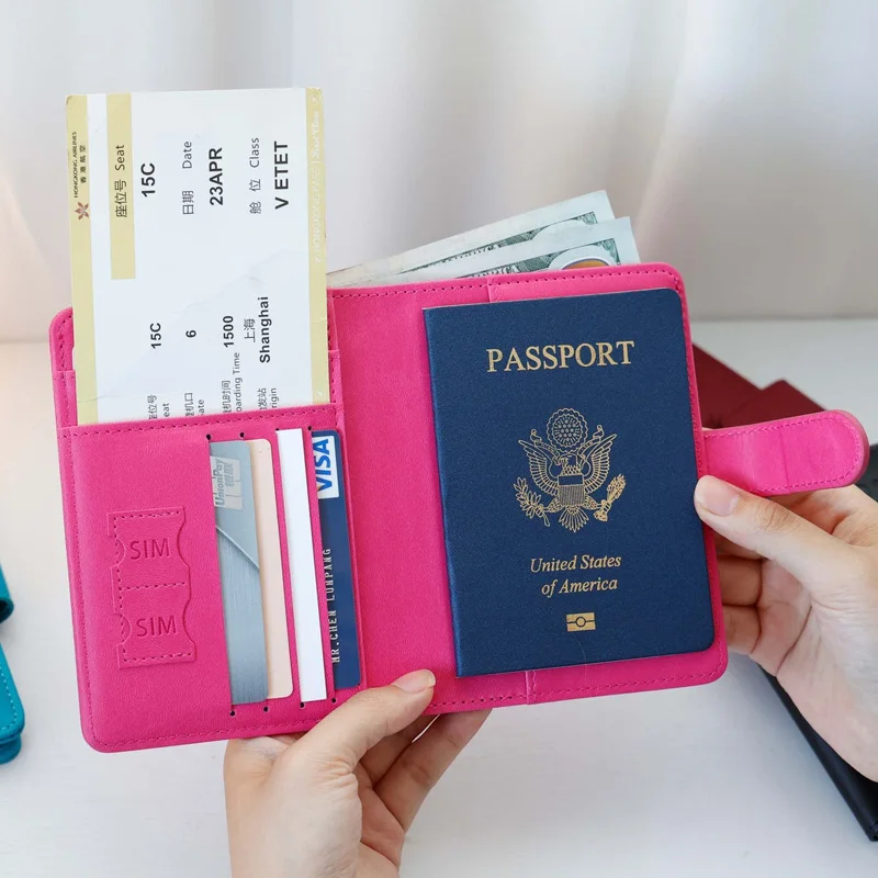 

USA Passport Holder for Travel with Airtag Slot Women Passport Cover with Airtag Holder