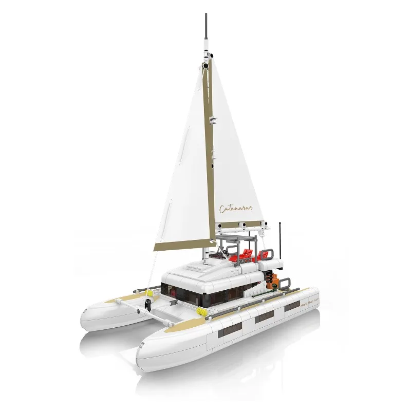 Katamaran Baustein Modell Boot Dekompression Montage Kit Holz Segelboot Spielzeug Ornamente Kreative Junge Geschenk