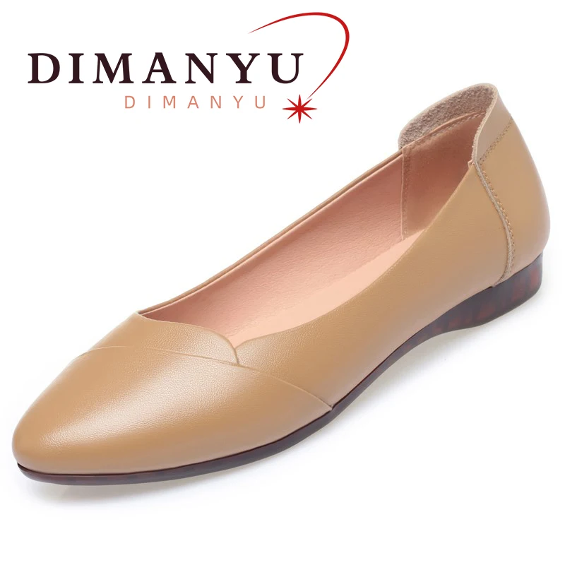 DIMANYU Women's Shoes Spring 2024 New Genuine Leather Mom Shoes Soft Sole Non-slip Large Size 41 42 43 Female Flat Shoes