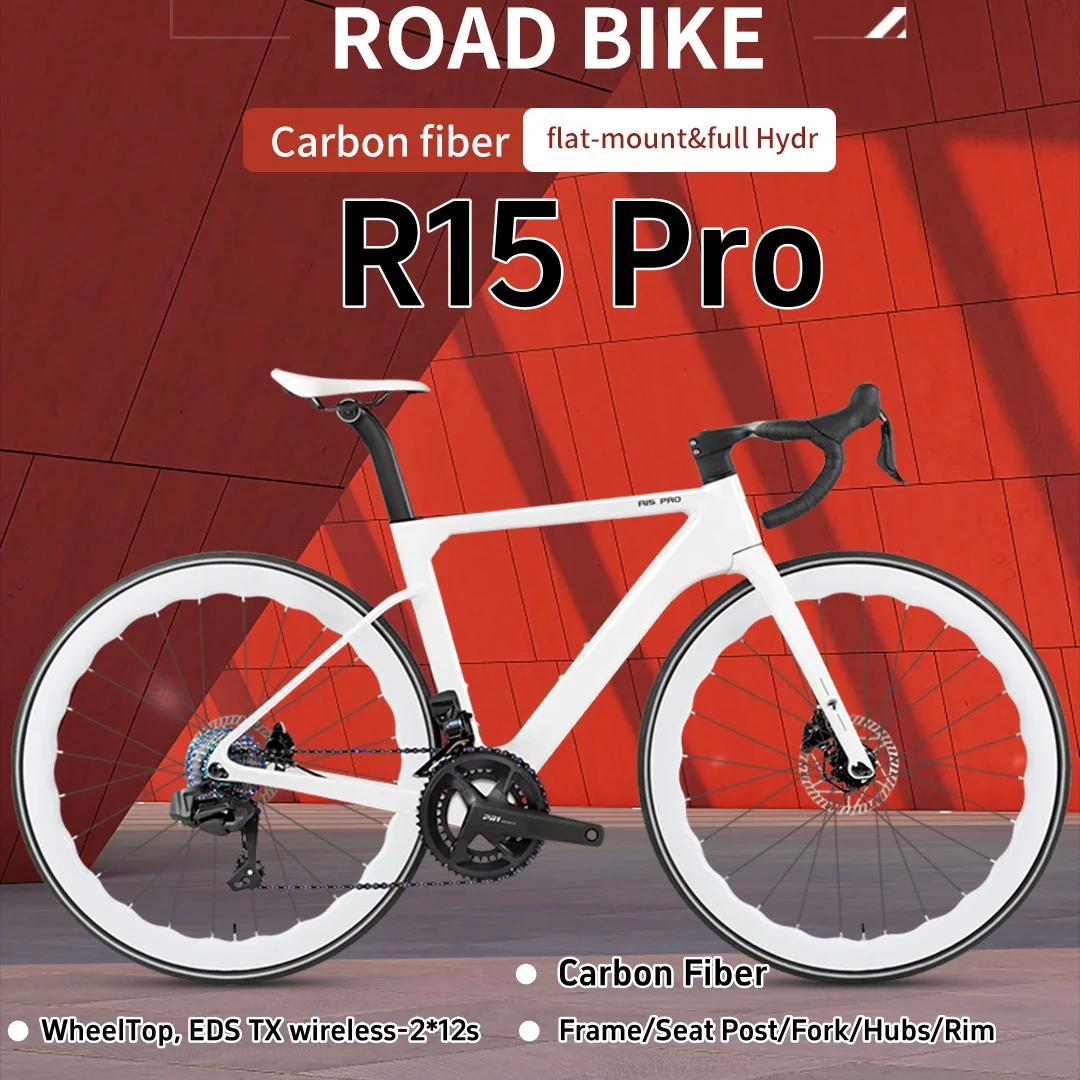 

TWITTER R15 Pro Carbon Fiber Road Bike WheelTop Wireless EDS 24S Road Bicicleta Hydraulic Disc Brake R7120-24S Racing Bicycle