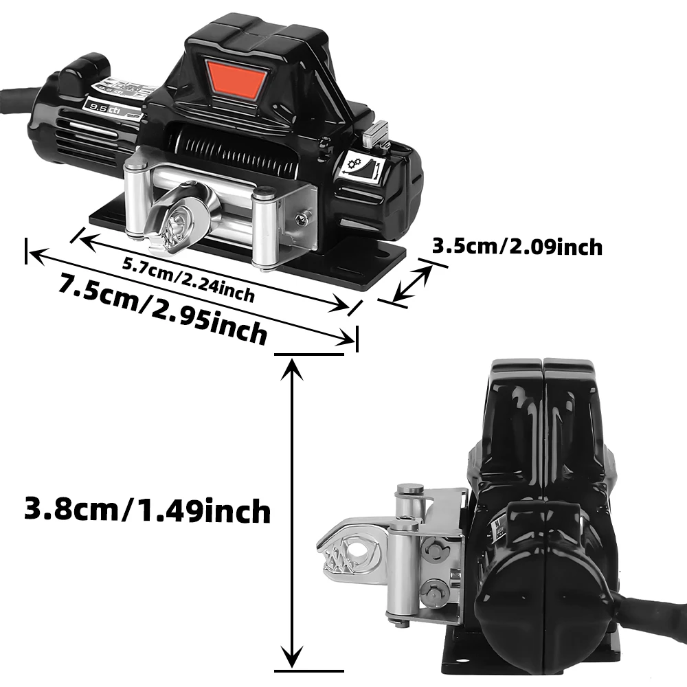 RC Metal Winch Remote Control Simulation Pull Toy Model Winch for 1/10 RC Crawler Car Axial SCX10 90046 TRX4 Redcat Decorative P