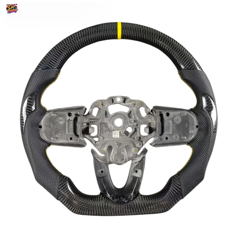 Para BMW Mini F54 F55 F56 F57 F60 JCW Volante Personalizado em Fibra de Carbono Preto Acessórios de Interior Sem Airbag