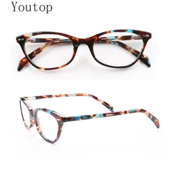 Vrouwen Ronde Lichtgewicht Cat Eye Brilmonturen voor Vrouwen Optische brilmonturen Blauw Retro Recept Bril Brillen