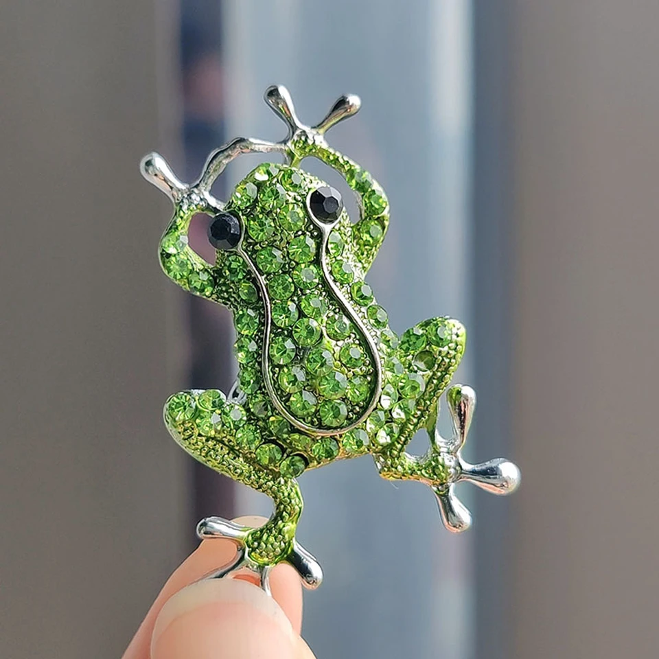 ZAKOL Luxury Green Crystal Frog Brooch Animal Brooches Pins For Women Dress Coat Accessories Jewelry Gift image 2
