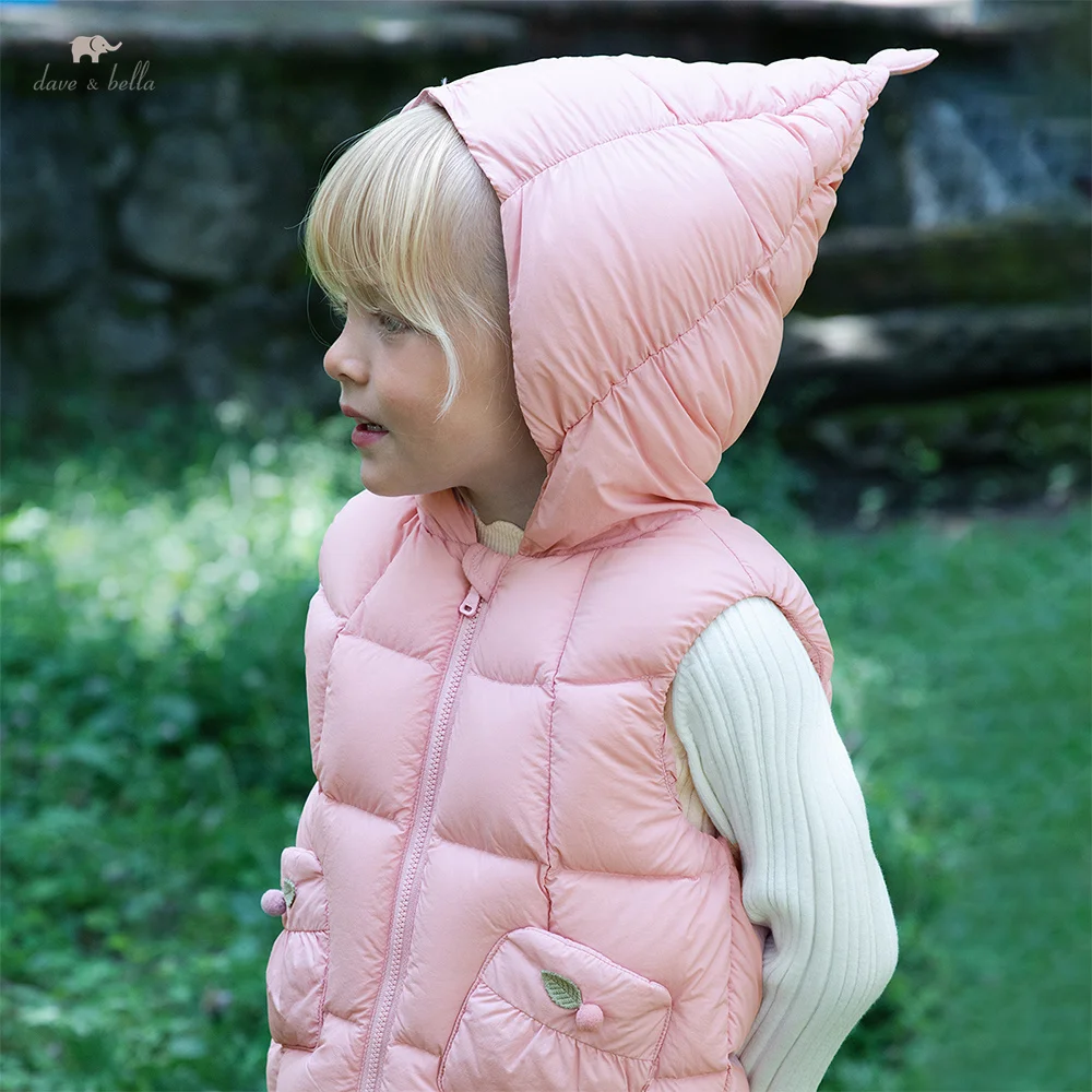 

Dave Bella Girls Down Vest Autumn Winter Clothing Children Fashion Casual Coat Waterproof Plush Outerwear Shoulder Top DB4253675