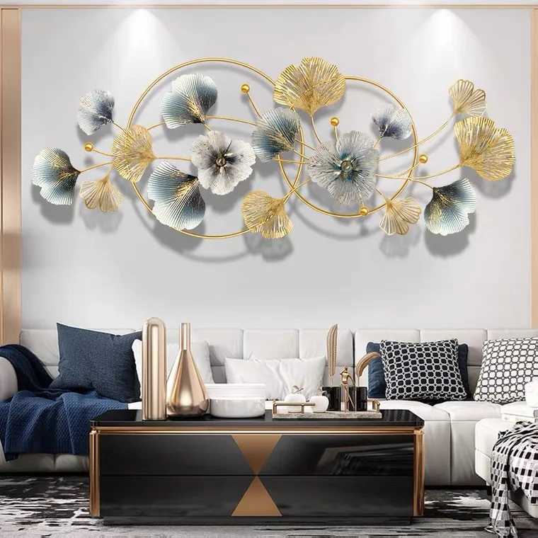 Disassembly and assembly of new Chinese ginkgo biloba three-dimensional wall hanging home wrought iron  decoration