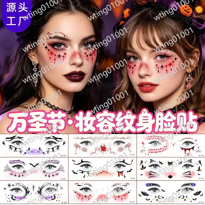 for Halloween Face Stickers Cosplay Makeup Decals Masquerade Party Temporary Tattoos Holiday Festival Body Art Accessories