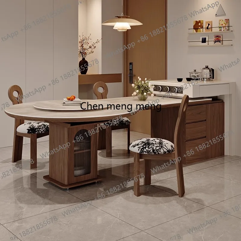 

French Vintage Style Extendable Island Dining Table Integrated Modern Home Dining Room High-End Storage Island