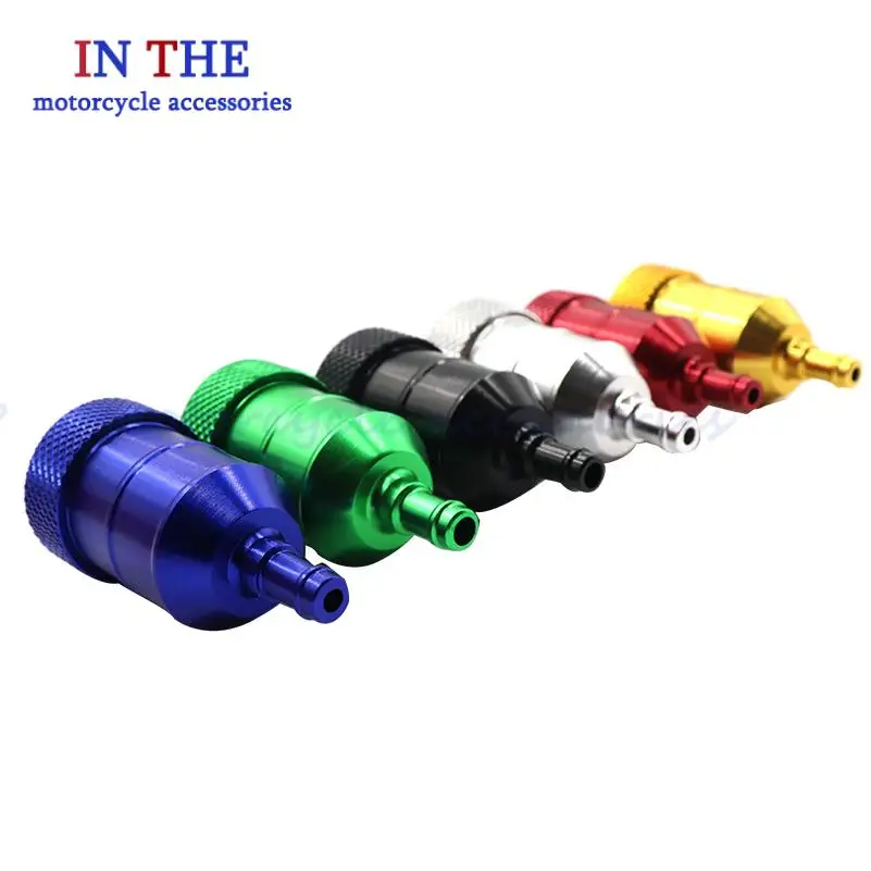 

8mm CNC Aluminum Alloy Glass Motorcycle Gas Fuel Gasoline Oil Filter Moto Accessories For ATV Enduro Dirt Pit Bike MX Motocross