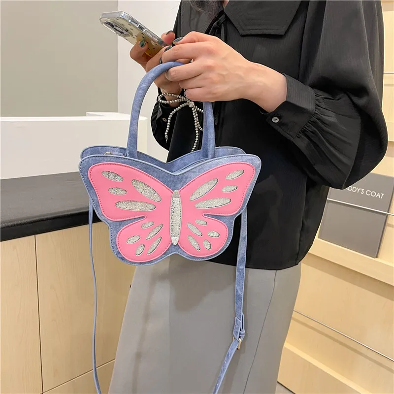 Contrasting Colors Butterfly Shape Design Handbag Shoulder Bag Women\'s High Quality Leather Crossbody Bag Balsos Gift For Women