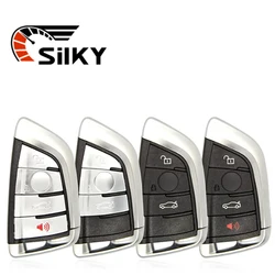 SilKY Car Remote Smart Key Case For BMW Knife Card BMW X5 X6 F15 X6 F16 G30 7 Series G11 X1 F48 F39, Fob 3/ 4 Buttons Black