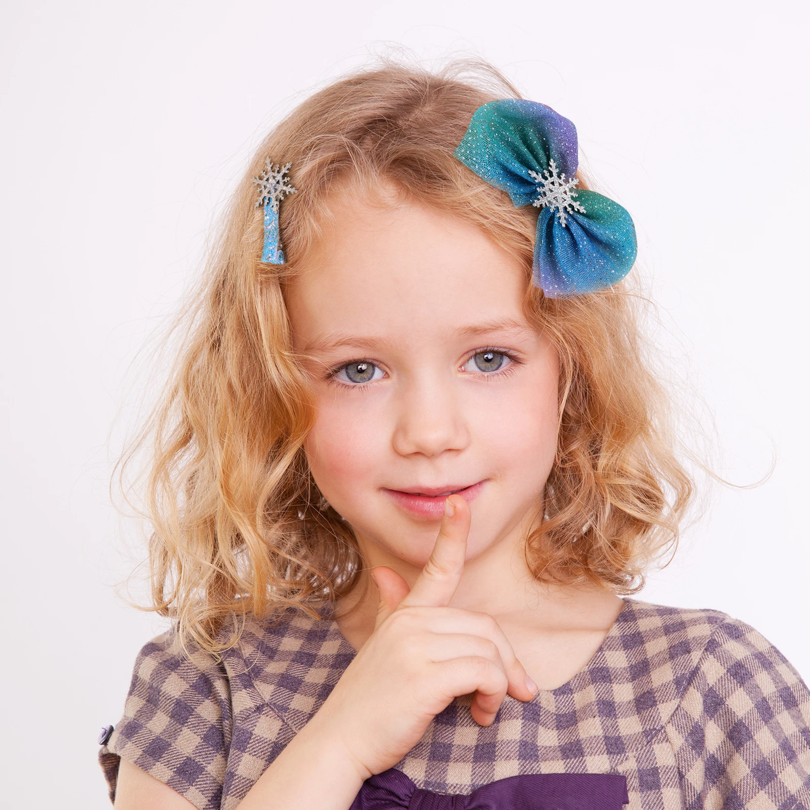 

3pcs Snowflake Hair Accessories Set Girls Children Glittery Ornaments Cloth Bowknot Daily Masquerade Christmas Barrettes Hair