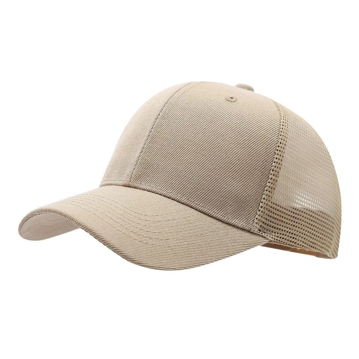 1 قبعة شبكية عصرية قابلة للتنفس ومريحة لجميع المواسم للجنسين، قبعة بيسبول بلون سادة #5