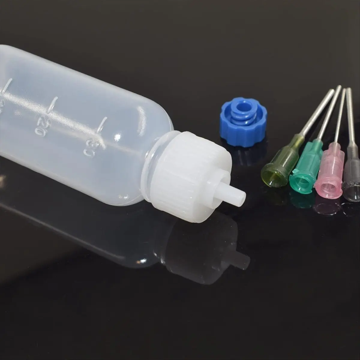【ABKM】 6 Pcs Glue Applicator Bottles, 30ml Plastic Squeezable Dropper Bottles with Blunt Needle Tip 14ga 16ga 18ga 20ga