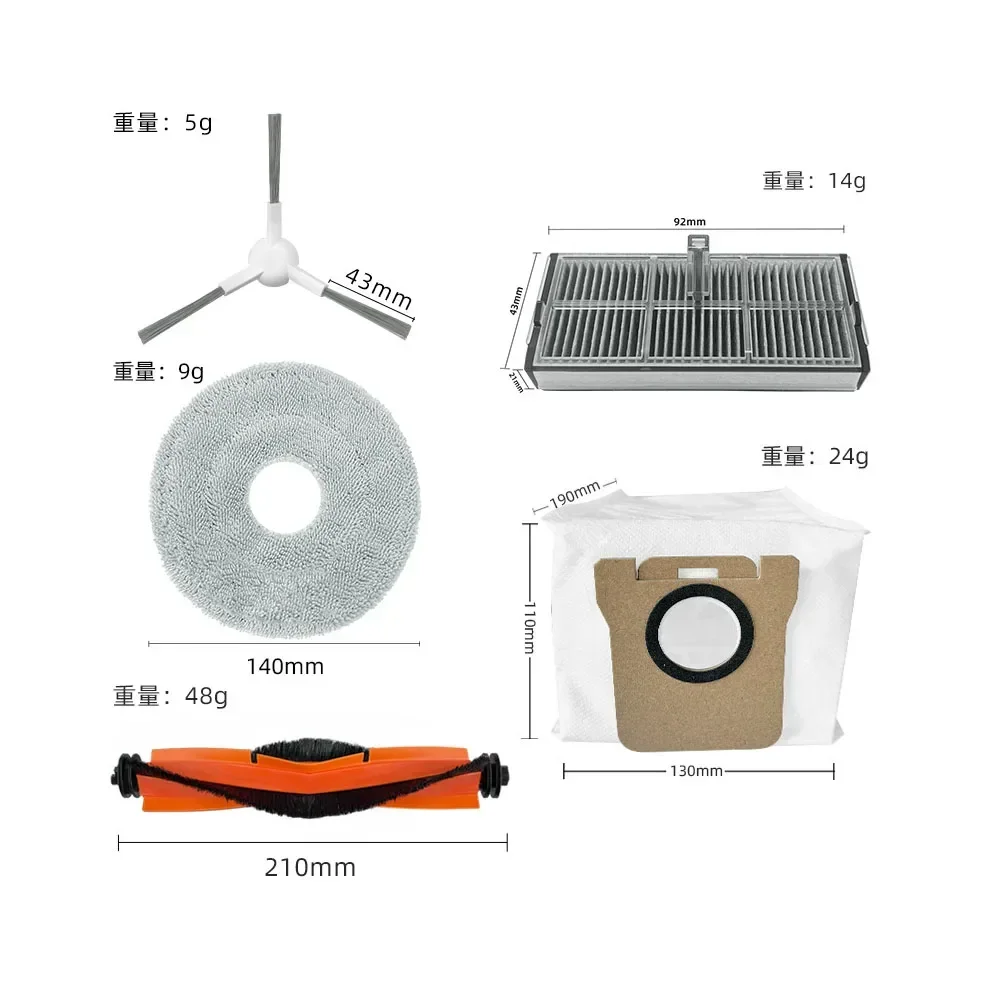 Filtro HEPA de Cepillo Lateral principal para Xiaomi Mijia M30S D103CN, accesorios para robot aspirador, piezas de repuesto para bolsa de polvo de paño de mopa