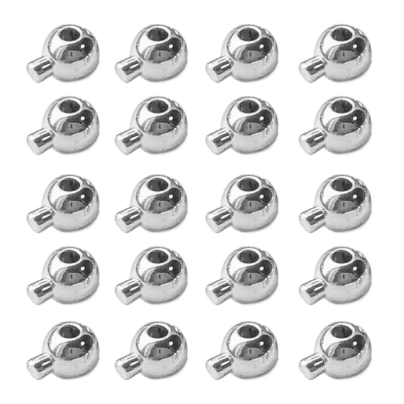 20 PCS Fade Resistant Clasps Stainless Steel Stopper Spacer Beads Crimp End Bead