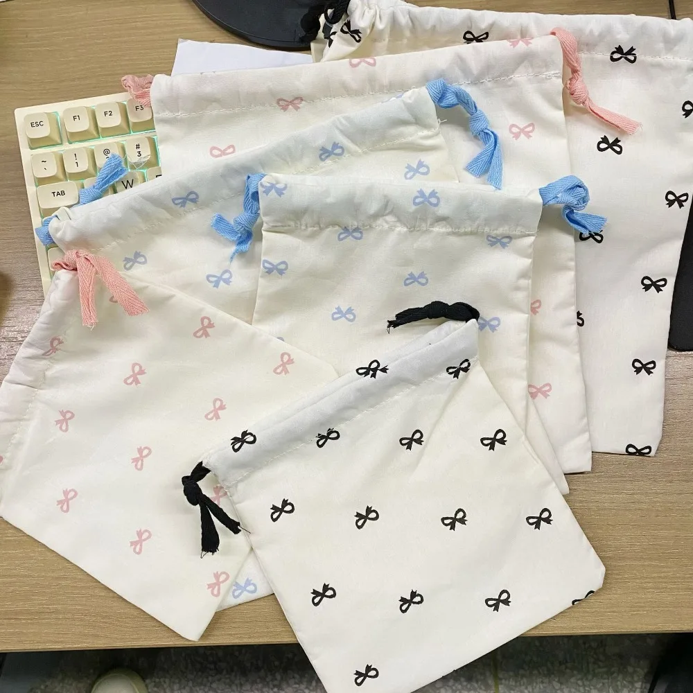 Diaper Pouch Canvas Bundle Pocket Portable Large Drawstring Storage Bag White Medium Cotton Pouch Shopping