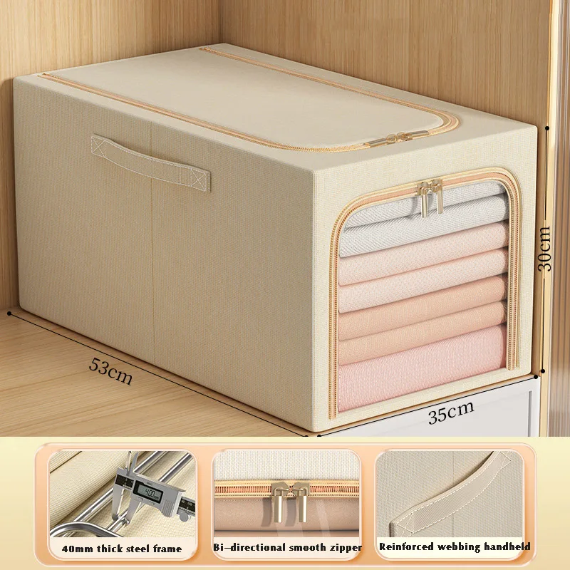 Clothes Storage Organizer Bins Waterproof Steel Frame Storage Box for Thick Fabric Blankets Bedding