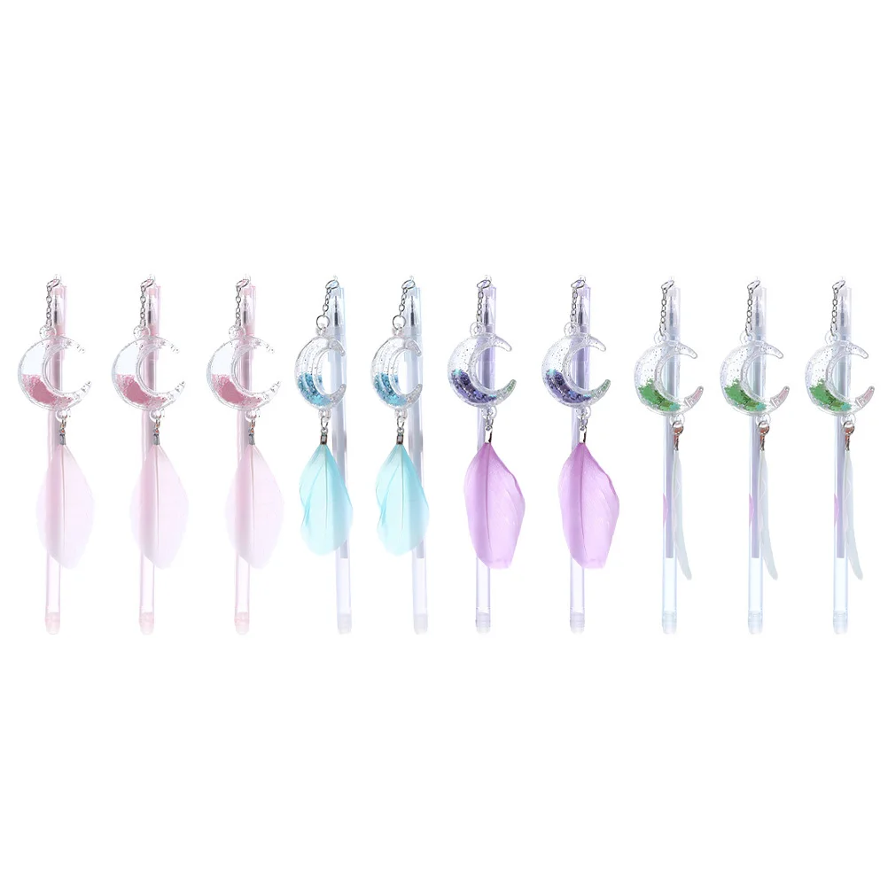 

10Pcs Moon Pendant Gel Ink Pens Light Portable Cartoon Roller Pens for Exams Daily Writing Ideal Gift Adults Stationery Set