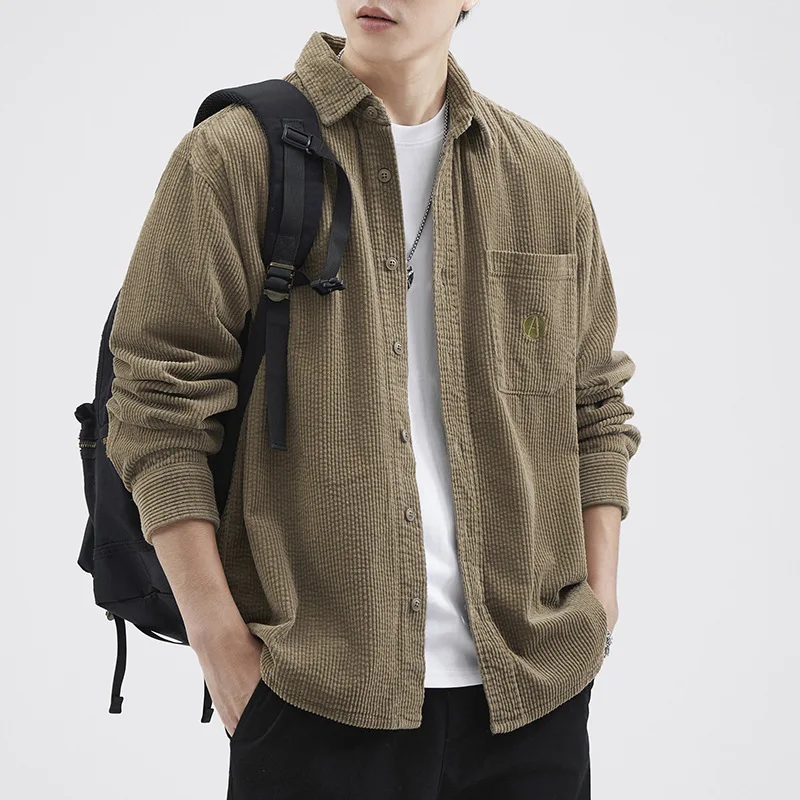 

Осень-зима 2024, мужская свободная повседневная вельветовая винтажная рабочая одежда в американском стиле, универсальная удобная длинная све Cleanfit