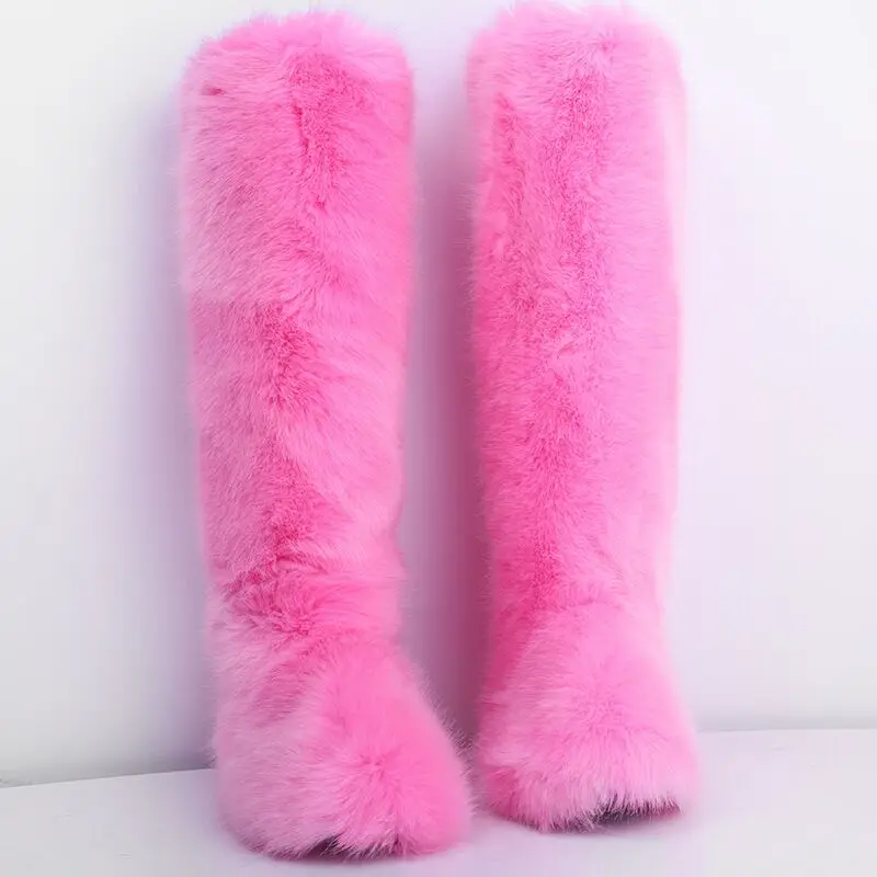 Hot Mongolian Fur Boots Factory Fast Delivery Winter Ladies Snow Shoes Faux Fur Boots Fake Fur Long Boots For Women And Kids