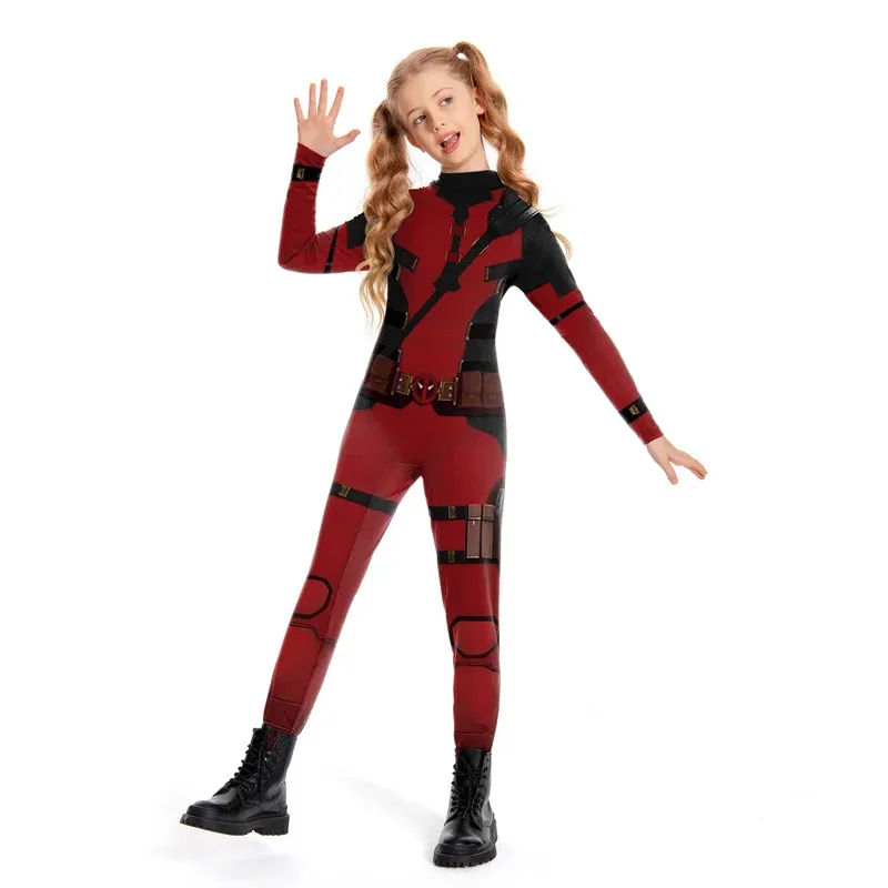 

2025 yiyi2025yiyiKids Deadpool Wolverine Cosplay Costume Boys Girls Superhero Children Halloween Party Bodysuit Elastic Zenti J
