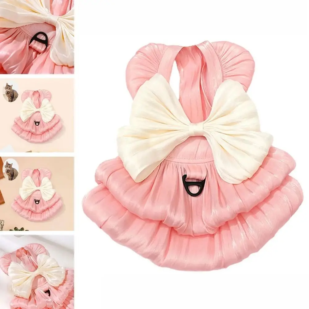 

Practical Lovely Pet Princess Skirt with Bowknot Washable Shiny Pet Clothing 4 Size Soft Cat Dresses Cat Accessories