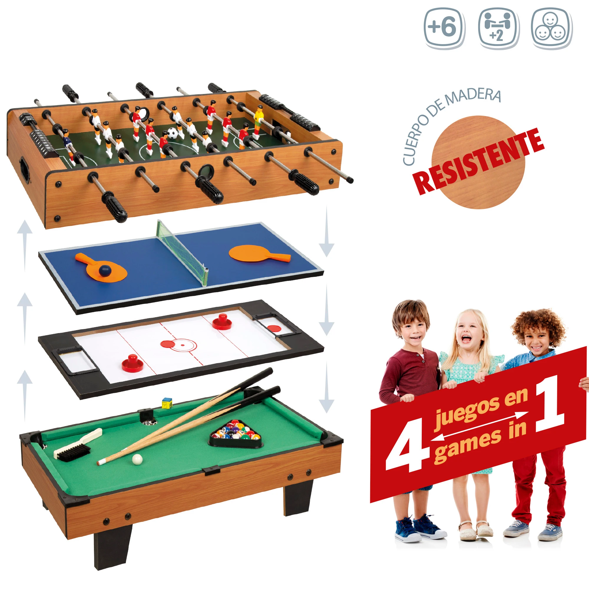 CB Games 4-in-1 multi-game table for kids, table tennis, hockey, soccer, board game, children's toy, family Games, from 6 years old, children Christmas gifts image 2