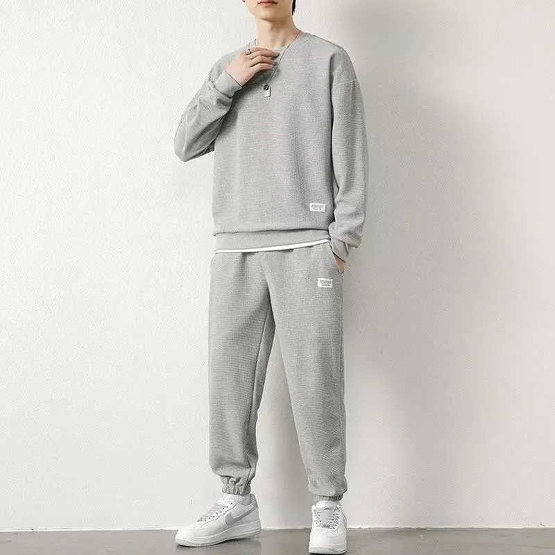Antumn-conjunto deportivo informal para hombre, camiseta de manga larga y pantalones, ropa de estilo coreano, Primavera, nuevo