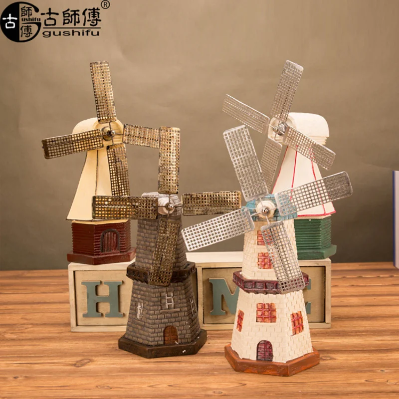 

Creative Dutch Windmill Resin Personalized Gift Exquisite Windmill Toy Room Decoration Ornament Furniture Soft Decoration