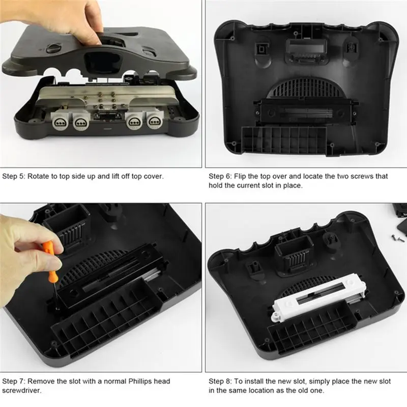 DT18 Region Free Game Cartridge Slot Adapter N64 Cartridge Slot Tray for 64 Console White