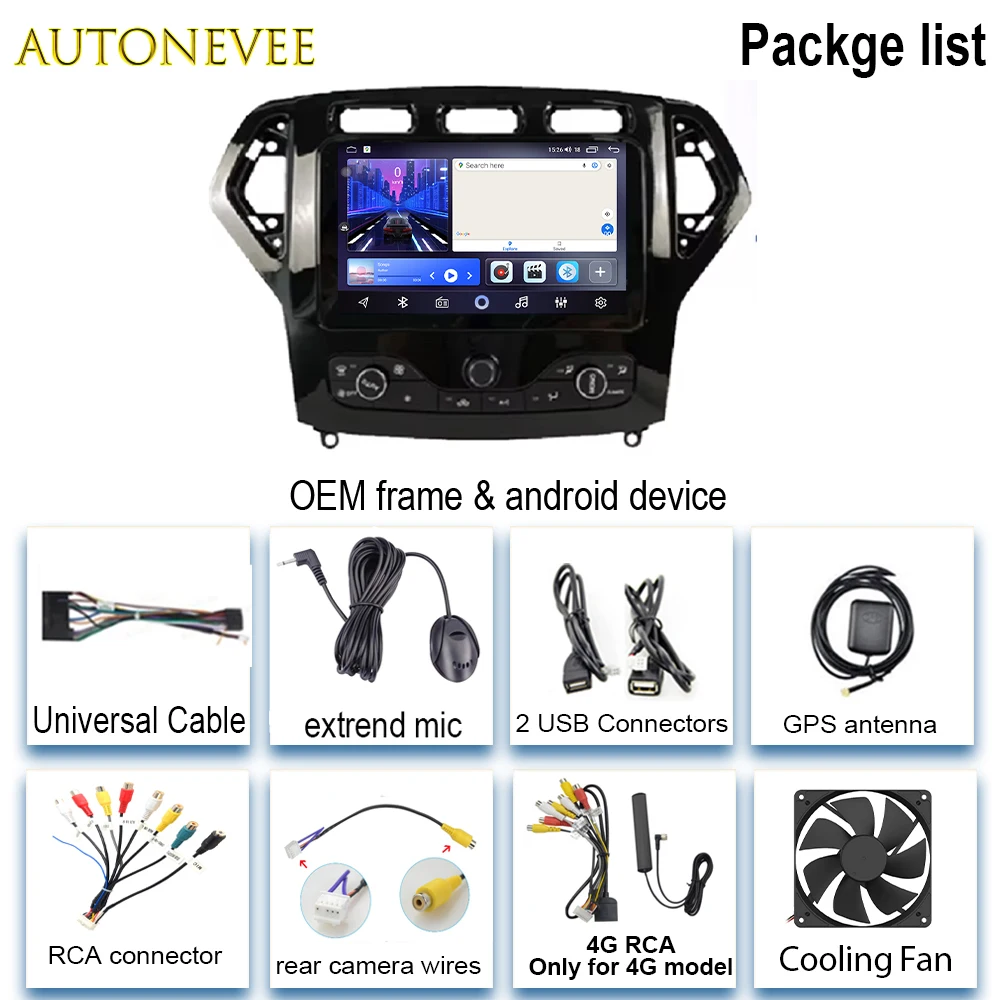 4G For Ford Mondeo MK4 2007-2014 Video Stereo Carplay Android Auto Radio Navigation GPS Multimedia Player IPS WIFI No 2din DVD