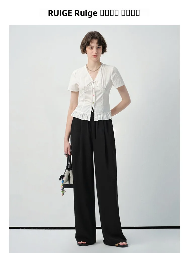 Pantalones casuales de talla grande para mujer Rui, pantalones largos de pierna ancha con protección solar, holgados y fluidos, novedad de verano, pantalones adelgazantes.