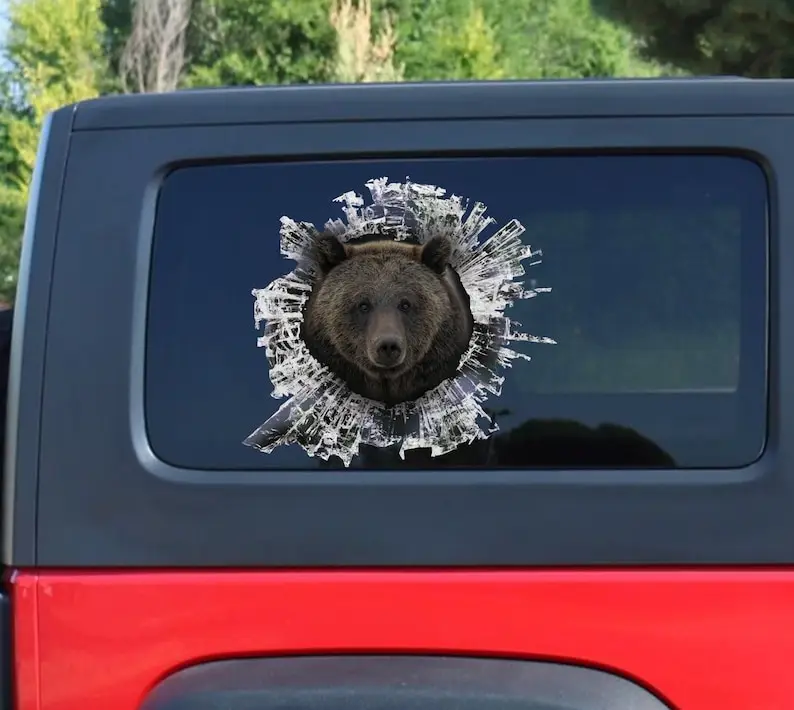 Grizzly window decal, Grizzly sticker, Grizzly car decal, brown bear car decal