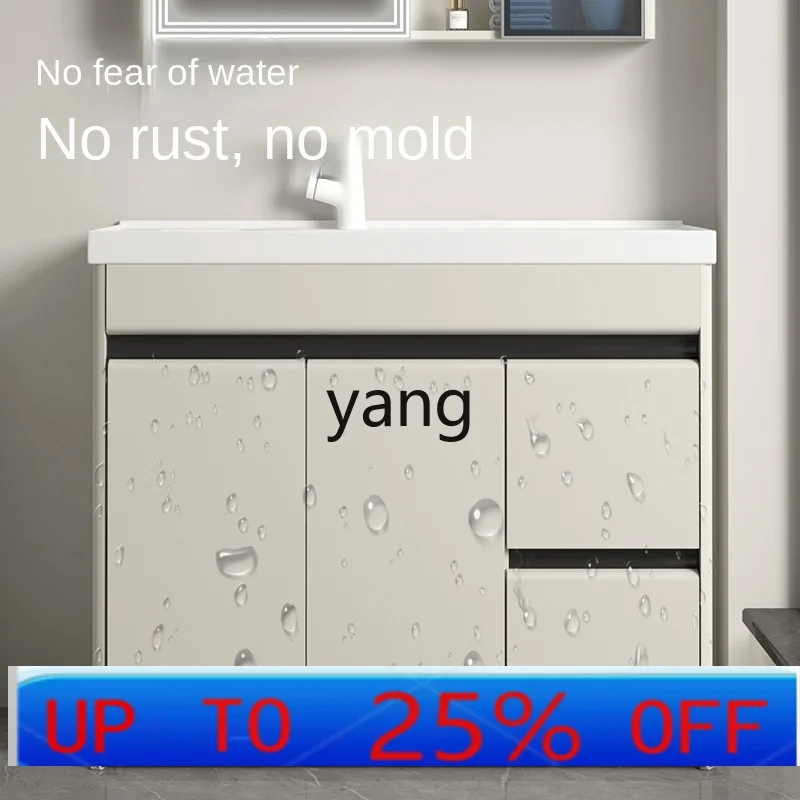 CX  Balcony Stainless Steel Floor Laundry Cabinet Combination with Drawer Ceramic Integrated Right Washboard