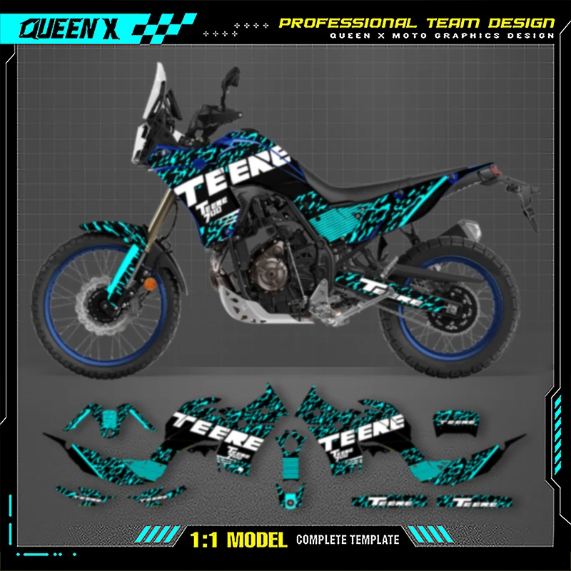 

Queen X MOTOR For YAMAHA TENERE T700 2023 2022 2021 2020 2019 2018 700cc Full Fairing Motorcycle Graphics Decals Sticker Kit 003