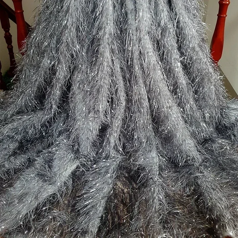 Artificial Feather Fabric for Designer Prom Ball Gown Dress Wedding Costumes DIY Sewing 1 Yard Soft High-Grade Flowing Fabric