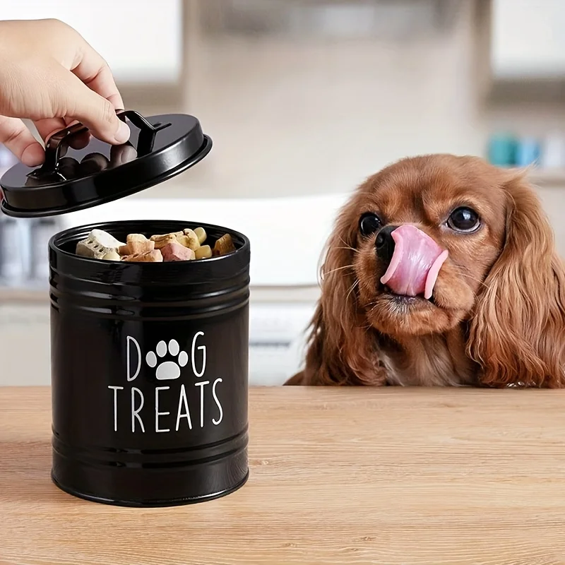 Metal Dog Treat Container Dog Food Storage Container Food Storage Container For Dogs Cats Pet Treat Jar Pet Supplies