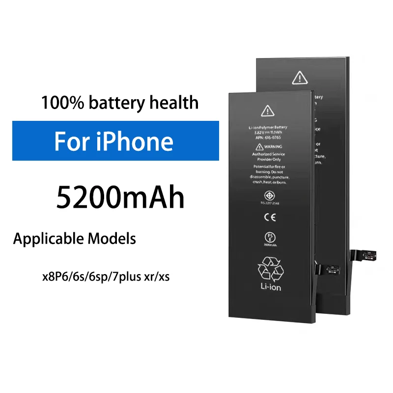 

5200mAh Stable Performance High Capacity Battery For Apple iPhone 6 6S 6SPlus 7 Plus 8P X XR XS 11 Pro 12
