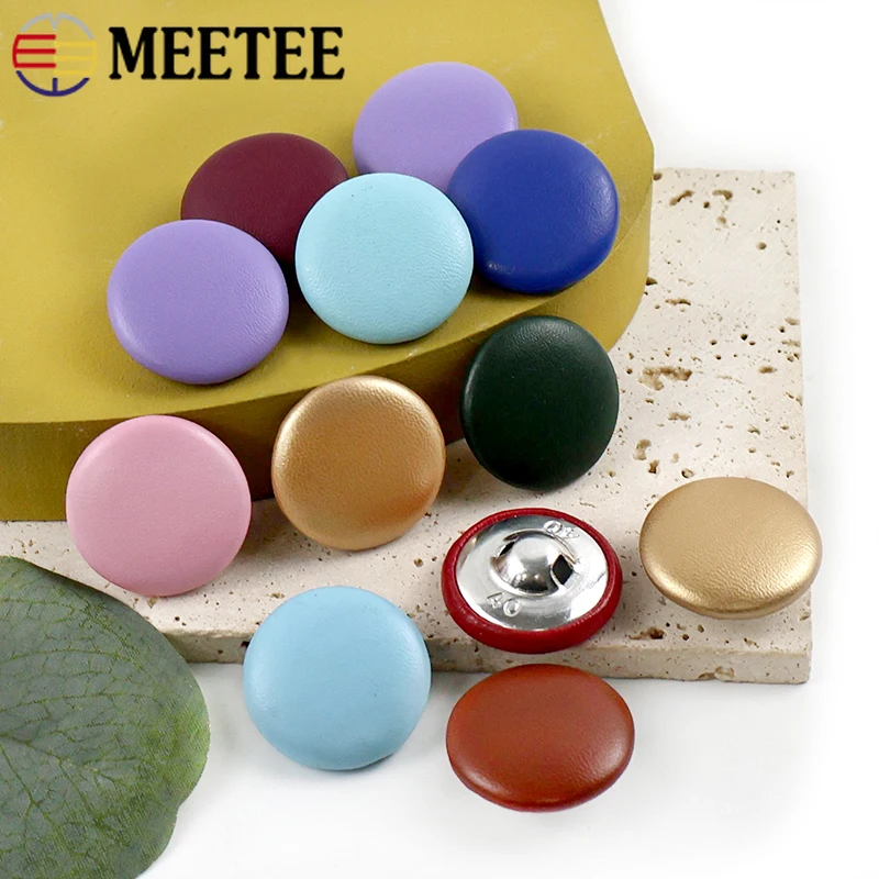 

50Pcs 11-28mm Leather Covered Button for Sewing Jacket Coat Decor Fastener Buckle Clothes Round Shank Buttons DIY Accessories