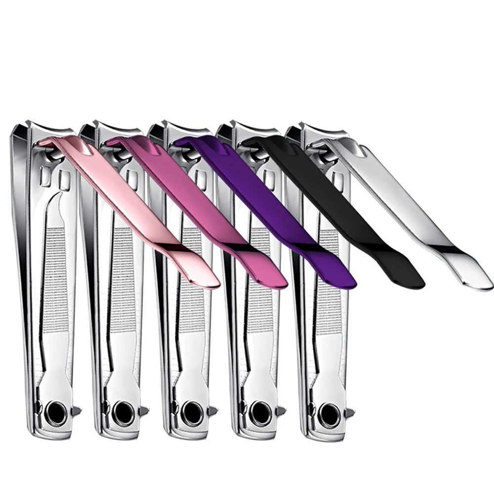1Pcs Nail Clipper Edge Fingernail Toenail Clipper Cutters Carbon Steel Built-in Nail File Finger Nail Clip Trimmer