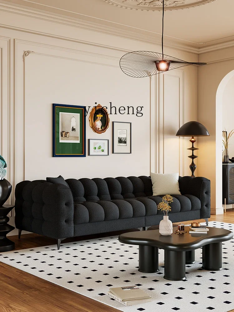 YY Living Room New French Cream Style Retro Style Black Lambswool Sofa