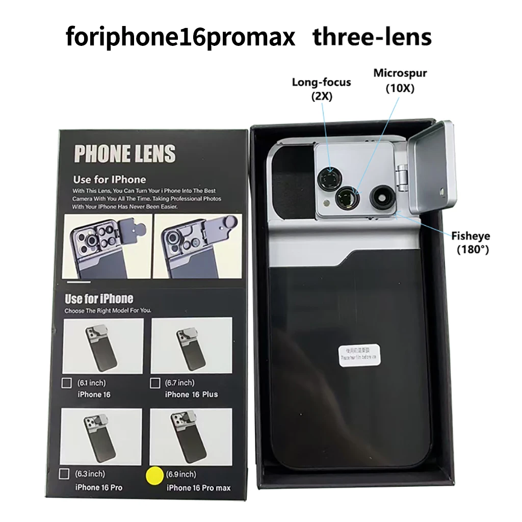 180° Fisheye Macro Telephoto Lens Triple Lens Phone Case for iPhone 16 pro 16 Pro Max Lens Filter Photography Accessories