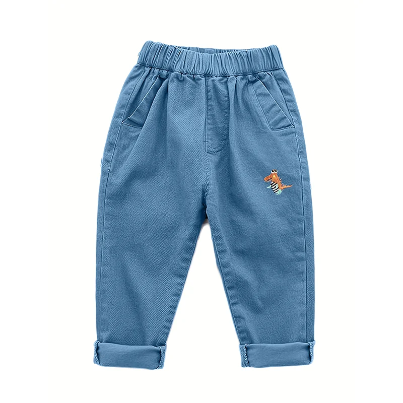 Boys' Summer New Cartoon Embroidered Jeans Versatile Small Legged Haren Pants Casual Pants Children's Stylish Pants